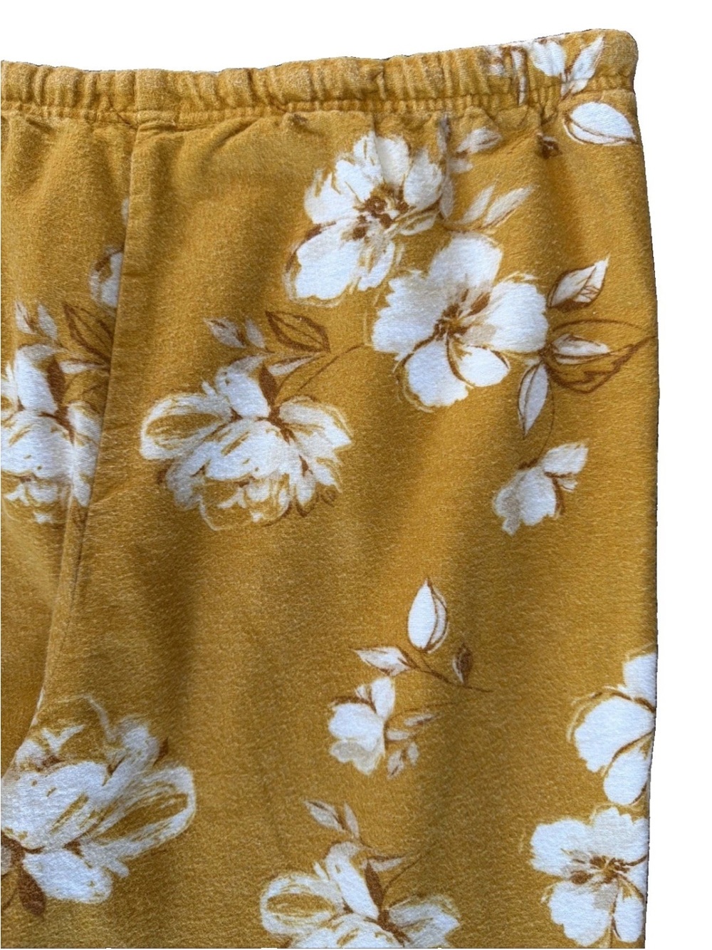 Garnet Hill Organic Cotton Heritage Flannel Pajamas Gold White Floral Sz Medium - Picture 8 of 15